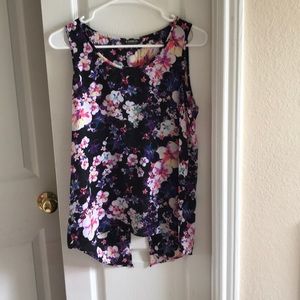 Express Floral Split Back Tank